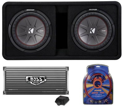 Kicker 43DCWR122 12" 2000W Car Subwoofers and 4000W Mono Amplifier w/ Wiring Kit - VMInnovations