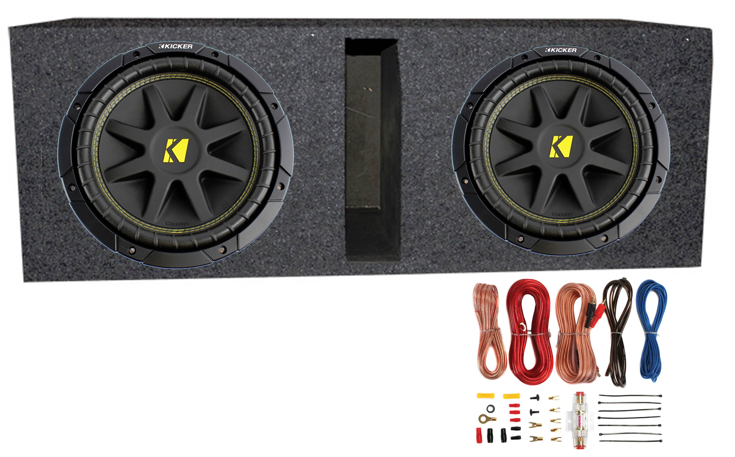 2) Kicker 10C104 Comp 10" 600W Car Subwoofers 10C10-4 + Vented Ported Enclosure