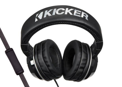 2) New Kicker HP402MB Over Ear Stereo DJ Audio Headphones Mic Controls Black