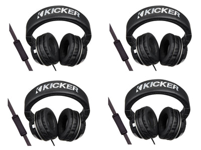 4) New Kicker HP402MB Over Ear Stereo Audio Headphones Bass Mic Controls Black