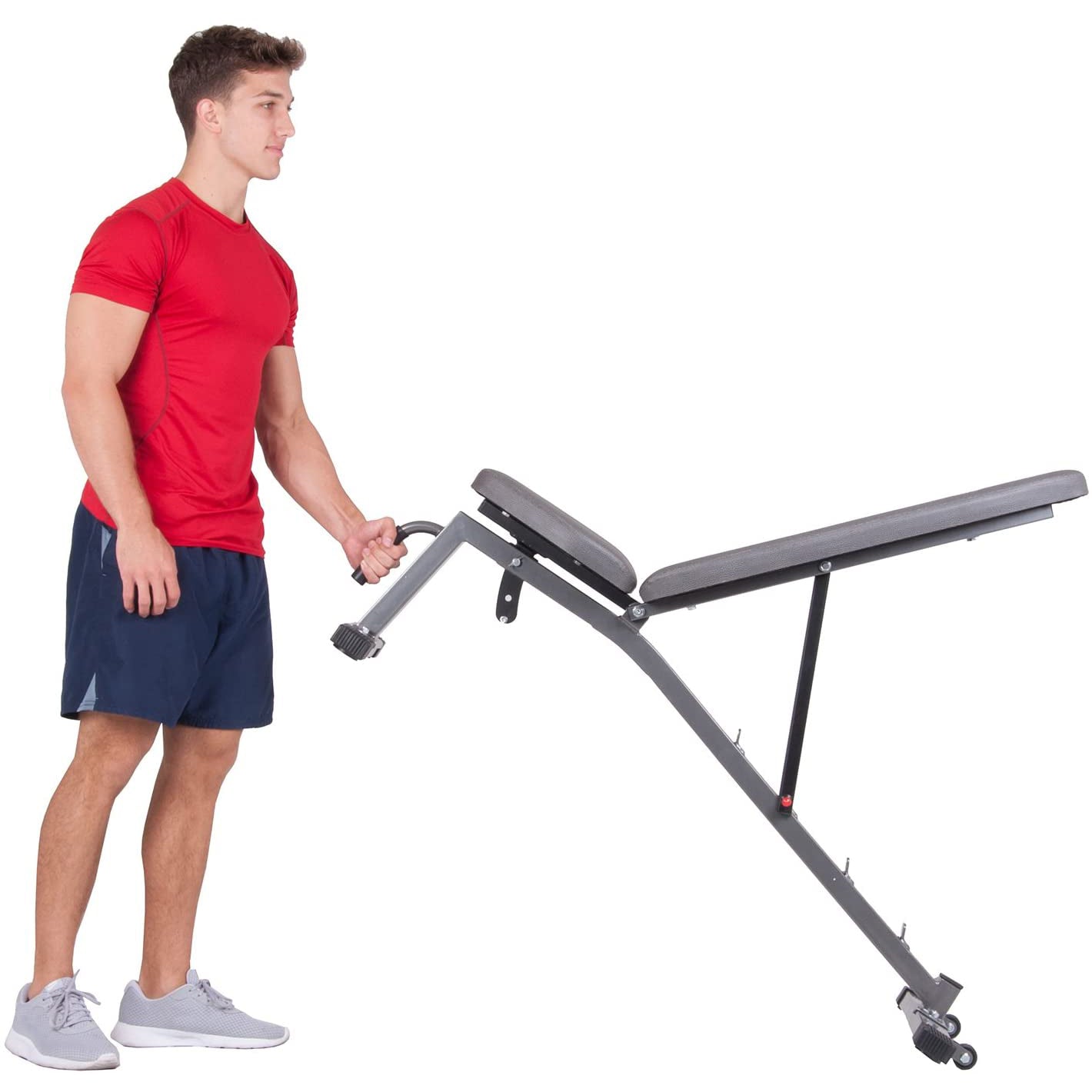 Body Champ Two Piece Set Olympic Weight Bench with Squat Rack, Gray (Used)