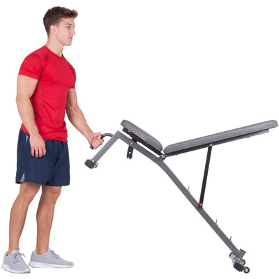 Body Champ Two Piece Set Olympic Weight Bench with Squat Rack, Gray (Open Box)