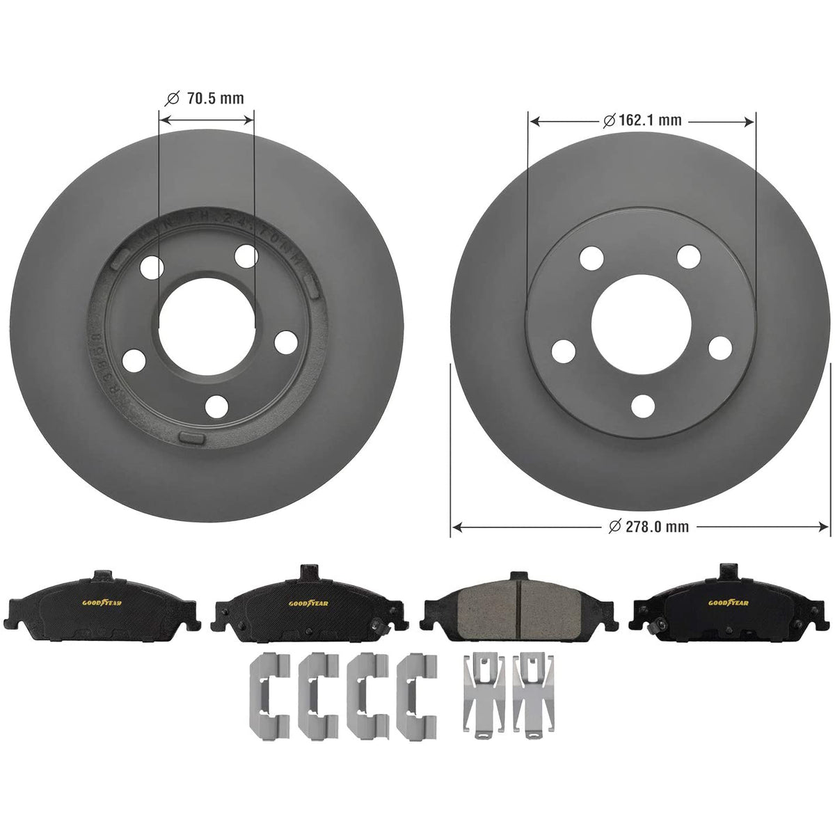 Goodyear Brakes Vehicle Front Brake Bundle w/Carbon Ceramic Pads & AntiOx Rotors