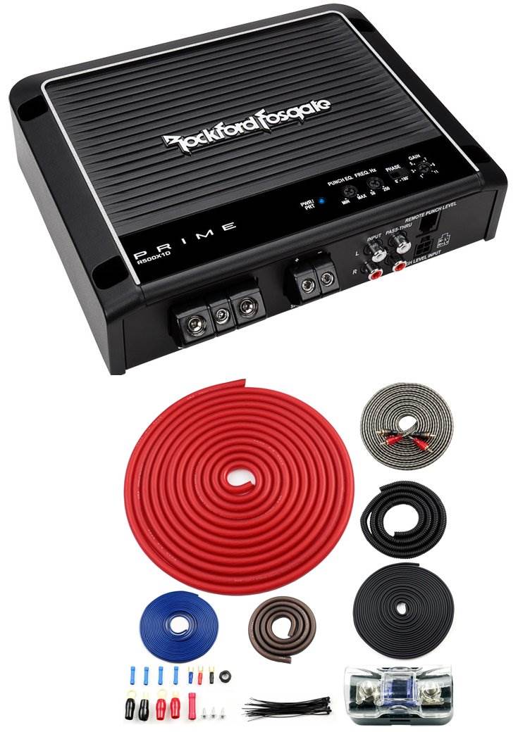 Rockford Fosgate Prime 500W RMS Mono Car Audio Stereo Class D Amplifier & Kit