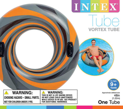 Intex Vortex Inflatable 48" Pool Tube Raft | Orange and Black (Open Box)