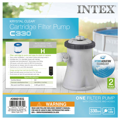 Intex 330 GPH Easy Set Swimming Pool Cartridge Filter Pump 28601EG (Used)