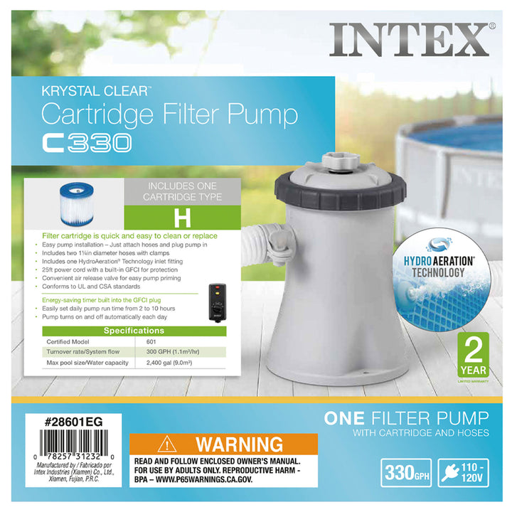 Intex 28601EG  330 GPH Easy Set Swimming Pool Cartridge Filter Pump(Open Box)