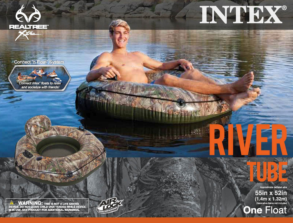 Intex Realtree River Run Tube Connect Lounge Inflatable Floating Raft 58853EP