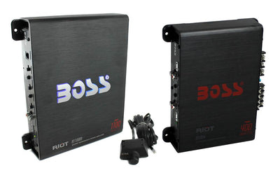 BOSS AUDIO Riot R1100M 1100W Mono Car Amplifier + R1004 4 Channel Audio Amp