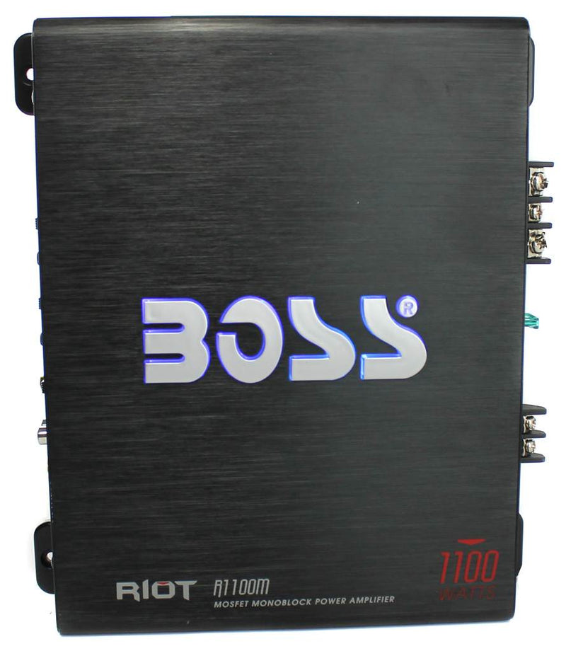BOSS AUDIO Riot R1100M 1100W Mono Car Amplifier + R1004 4 Channel Audio Amp
