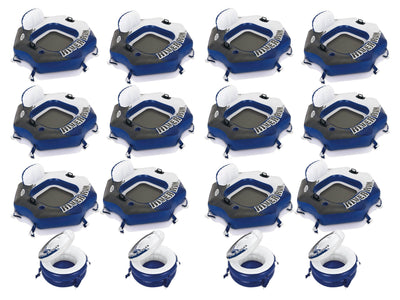 Intex River Run Connect Lounge Inflatable Tube 12-Pack w/ Four Connecting Cooler