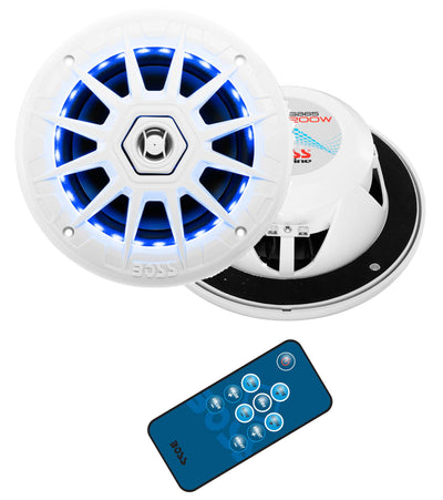 BOSS Audio MRGB65 6.5" 200W Boat Marine RGB LED Light Speakers White (1 Pair)