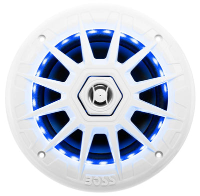 BOSS Audio MRGB65 6.5" 200W Boat Marine RGB LED Light Speakers White (1 Pair)