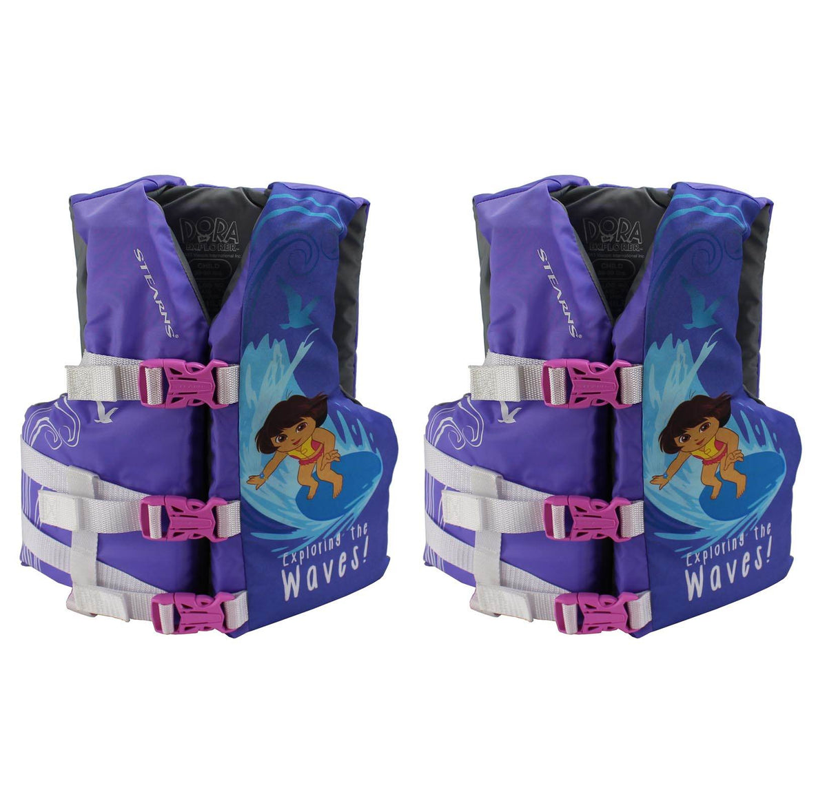 (2) COLEMAN Stearns Child's Dora the Explorer Life Jackets w/ Adjustable Straps