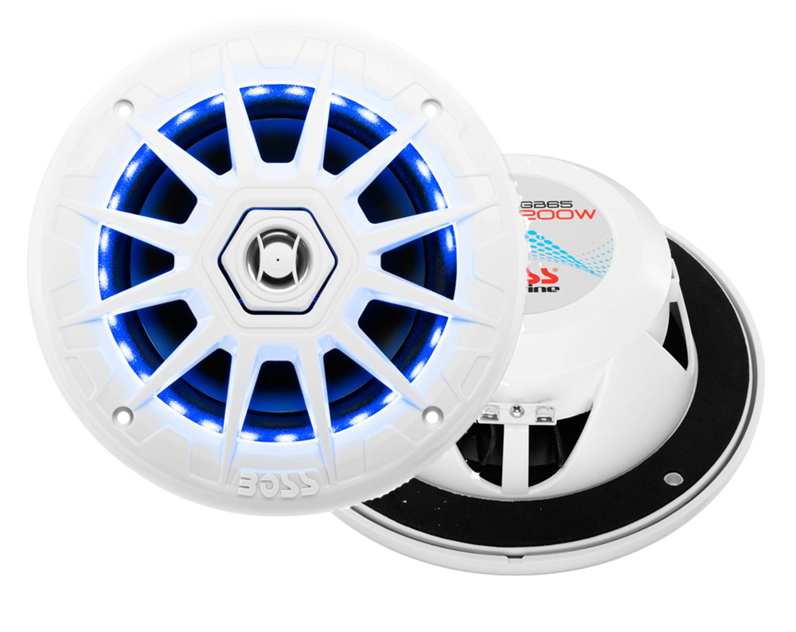 4) BOSS Audio MRGB65 6.5" 400W Boat Marine RGB LED Light Speakers White 2 Pairs