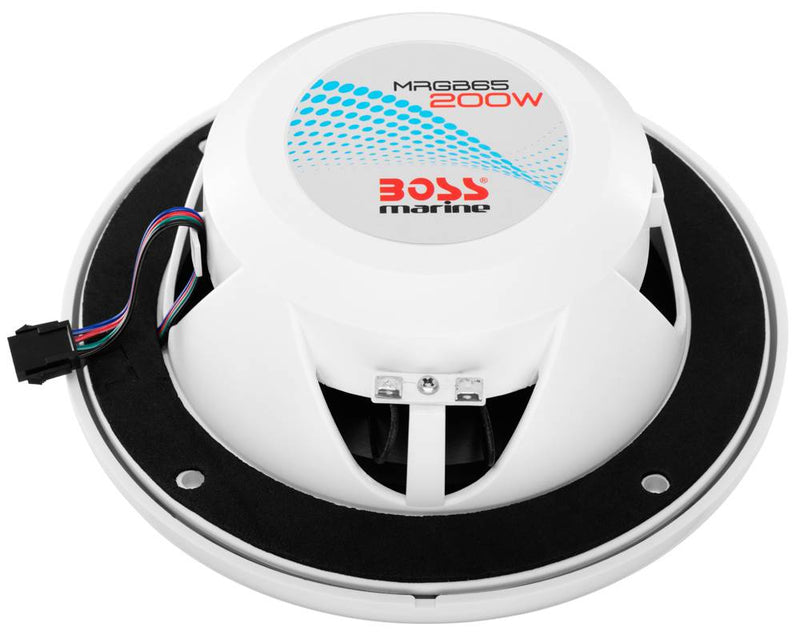 4) BOSS Audio MRGB65 6.5" 400W Boat Marine RGB LED Light Speakers White 2 Pairs
