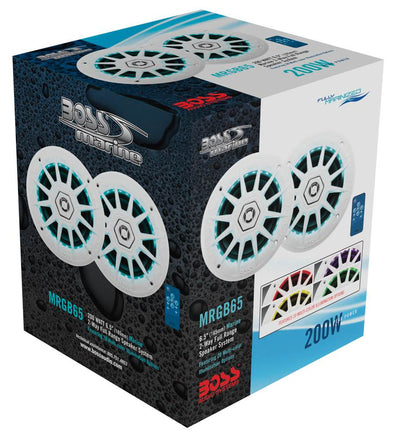 4) BOSS Audio MRGB65 6.5" 400W Boat Marine RGB LED Light Speakers White 2 Pairs
