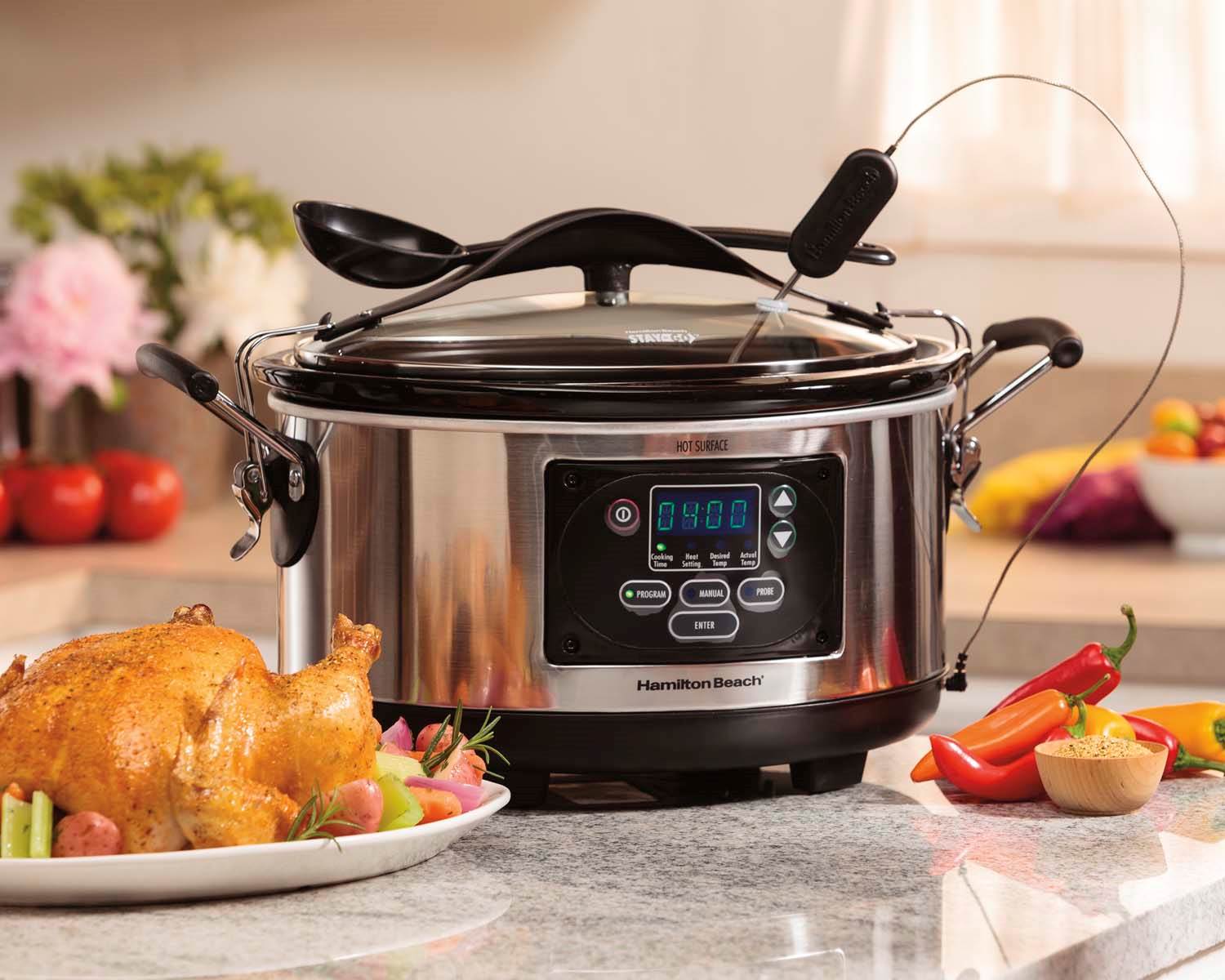 Hamilton Beach Digital Set n' Forget 6 Qt  Slow Cooker & Spoon- Open Box