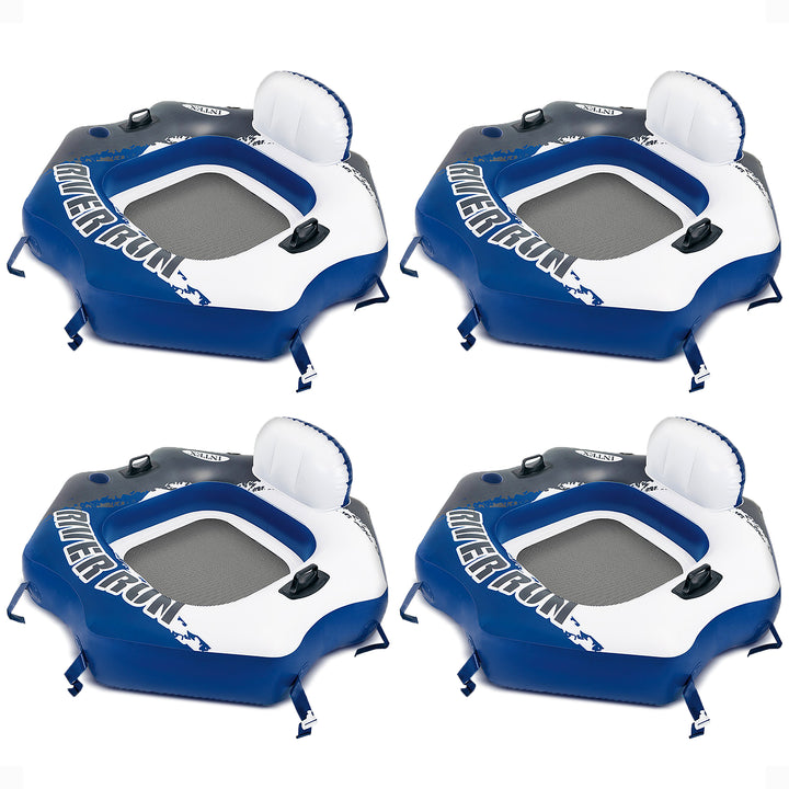 Intex River Run Connect Vinyl Lounge Inflatable Floating Water Tubes (4 Pack)