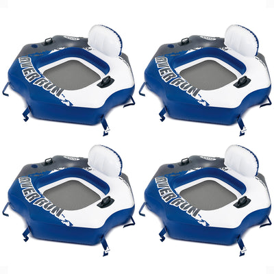 Intex River Run Connect Vinyl Lounge Inflatable Floating Water Tubes (4 Pack)