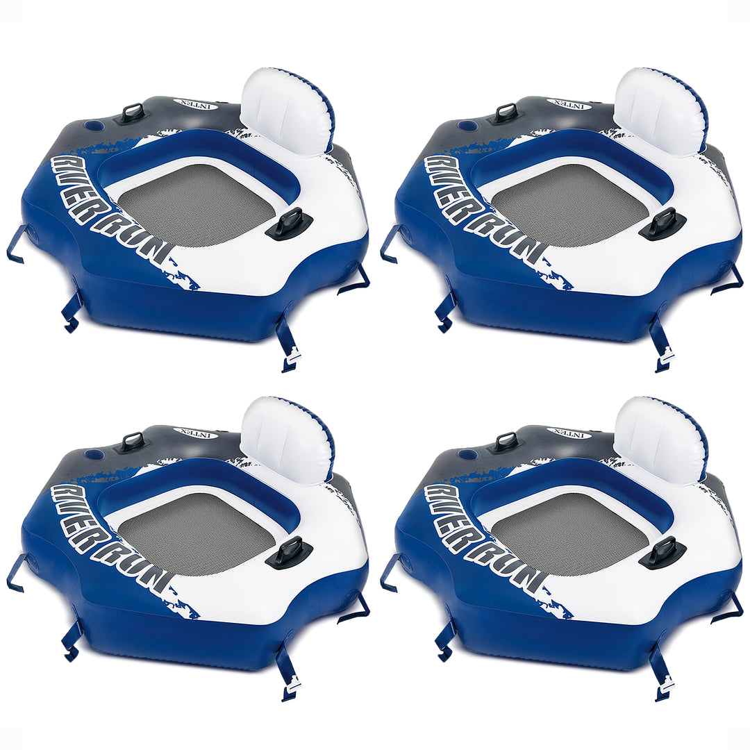 Intex River Run Connect Vinyl Lounge Inflatable Floating Water Tubes (4 Pack)