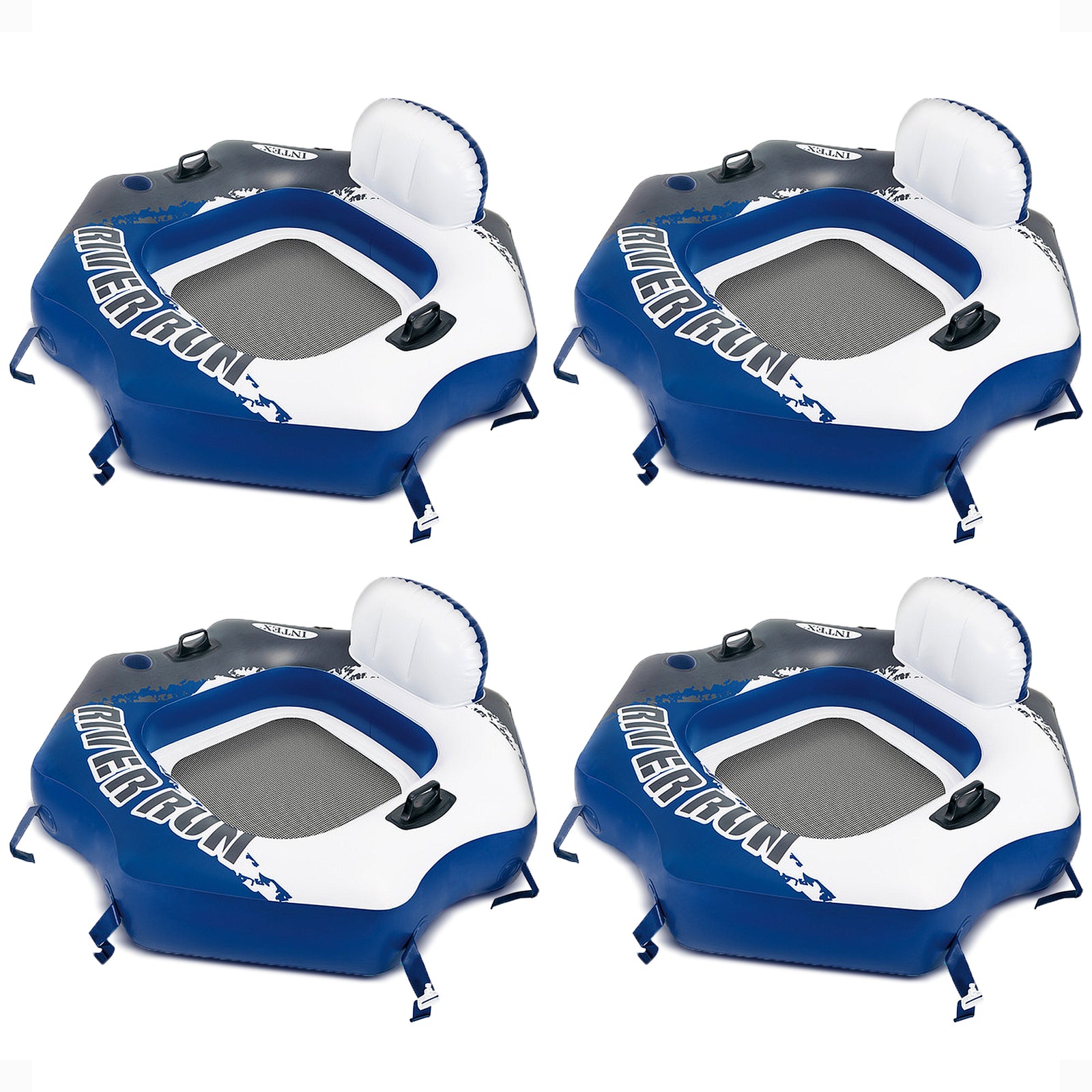 Intex River Run Connect Vinyl Lounge Inflatable Floating Water Tubes (4 Pack) - VMInnovations
