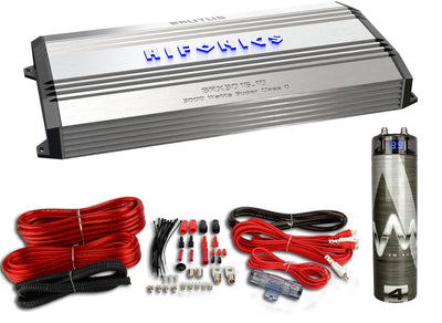 Hifonics Brutus BRX3016.1D 3000 Watt Amp Class D Amplifier + Wiring + Capacitor