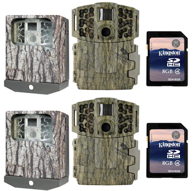 (2) MOULTRIE Game Spy M-880 Gen2 Low Glow Cameras + Security Boxes + SD Cards