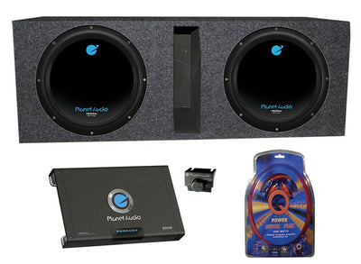 2) PLANET AUDIO AC10D 10" 3000W Subwoofers + Vented Box + 2 Channel Amp +Amp Kit