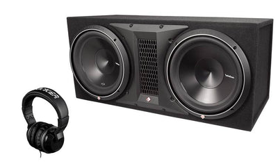 Rockford Fosgate P3-2X12 12" 2400 Watt Subwoofer Sub Enclosure + Free Headphones
