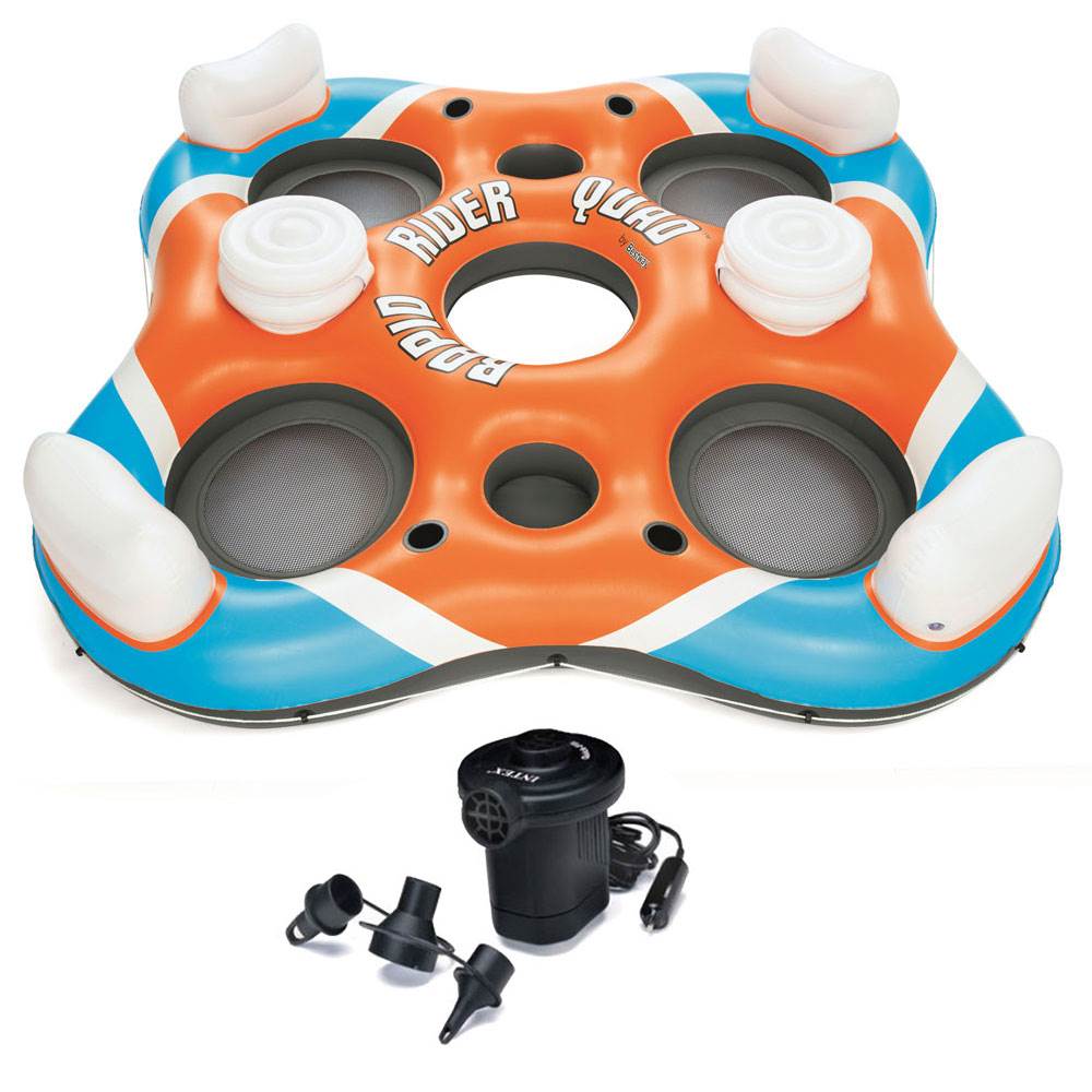 Bestway 101" x 101" Rapid Rider X4-Person Floating Island w/ Air Pump - VMInnovations