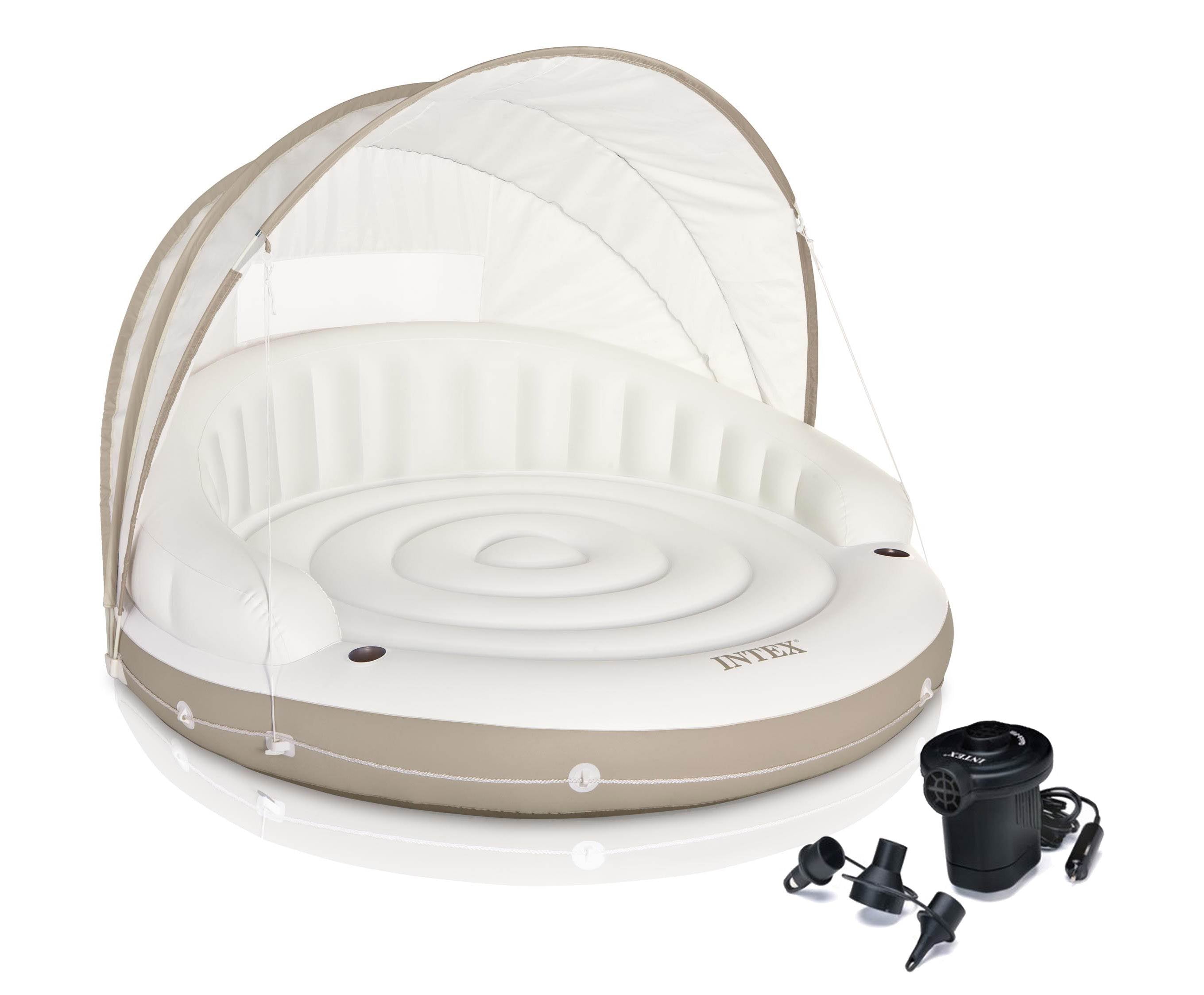 Intex Canopy Island 78" X 59" Inflatable Water Lounge Raft with Air Pump
