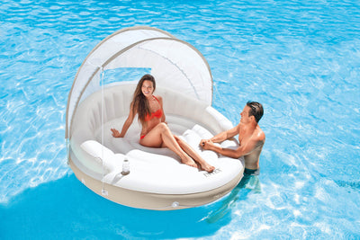 Intex Canopy Island 78" X 59" Inflatable Water Lounge Raft with Air Pump