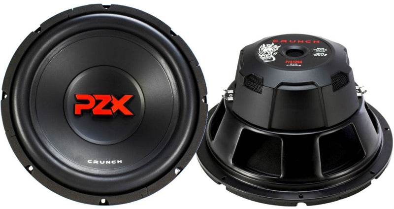 2) CRUNCH PZX12D4 12" 1200W Car Audio 4 Ohm DVC Subwoofers + Sealed Angled Box