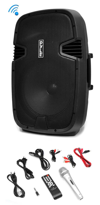 Pyle PPHP152BMU 1000 Watt 15 Inch Bluetooth  Active PA DJ Speaker System + Stand
