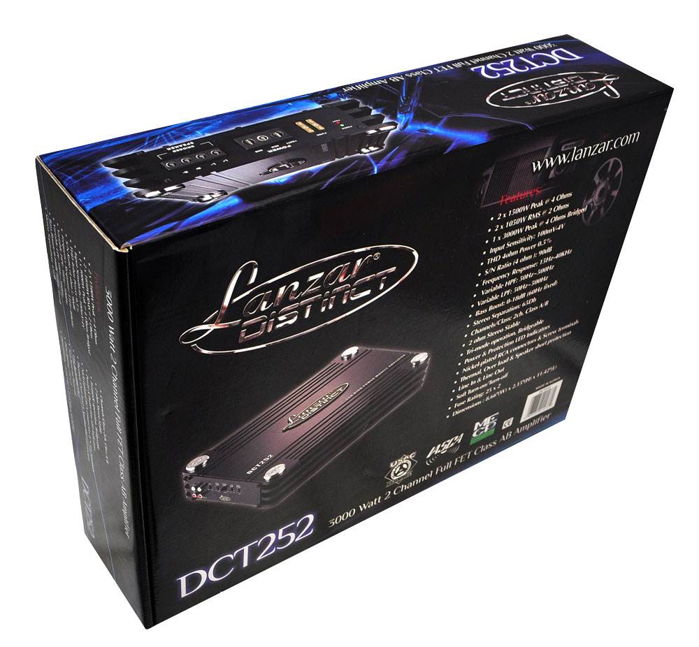 NEW Lanzar DCT252 3000 Watt Amp 2 Channel Car Audio Amplifier + 4 Ga Wiring Kit