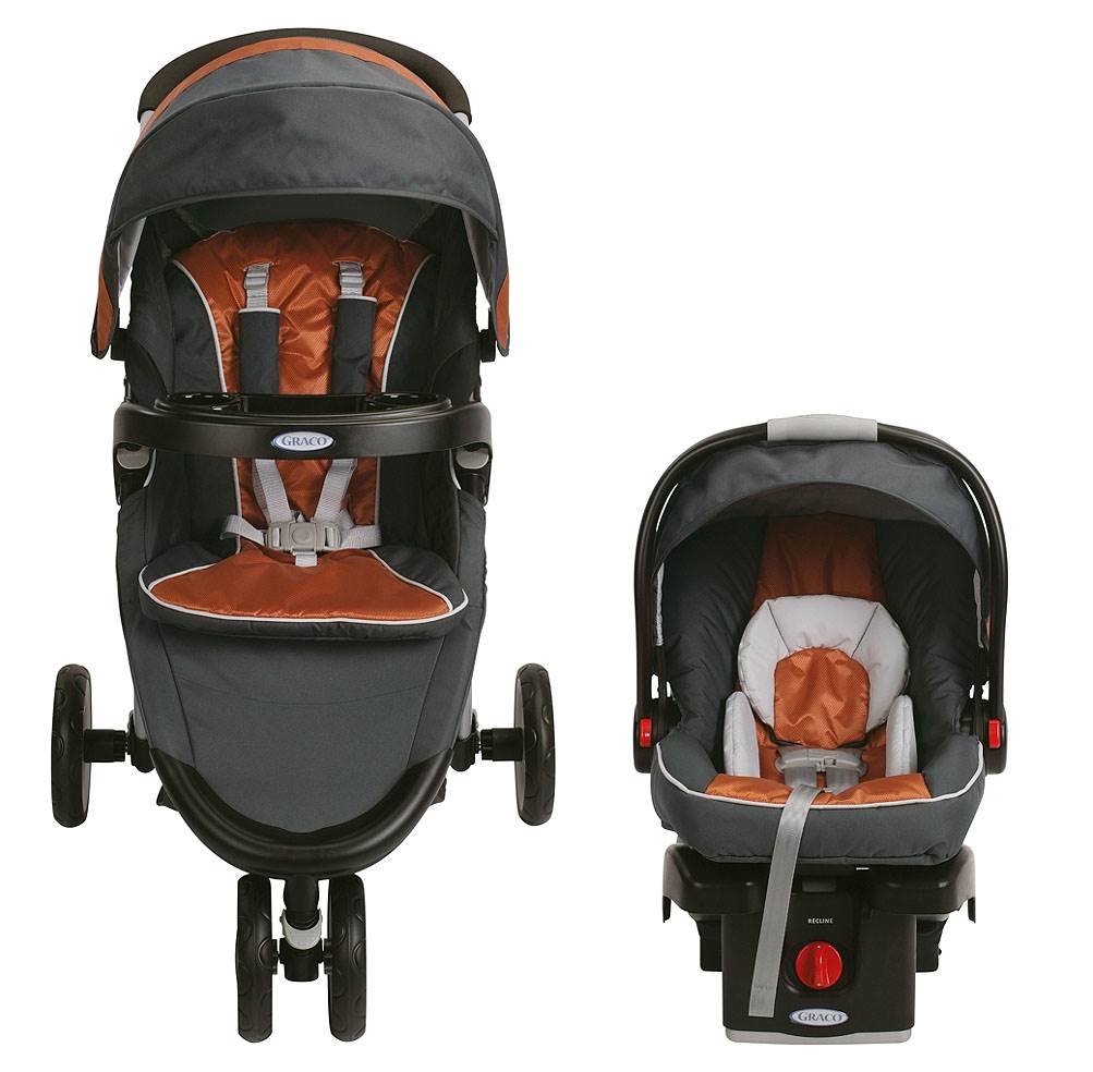 Graco FastAction Fold Stroller Click Connect Travel System Tangerine - Open Box