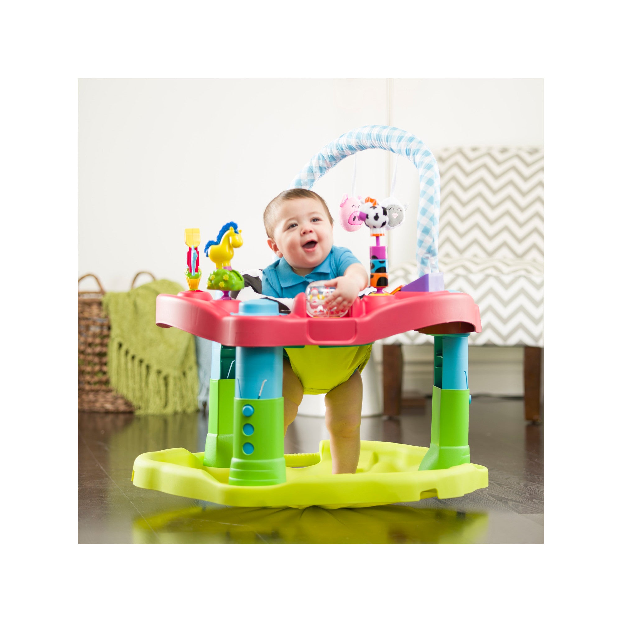 Evenflo ExerSaucer Moovin & Groovin Baby Bouncer Saucer Activity Center, Green