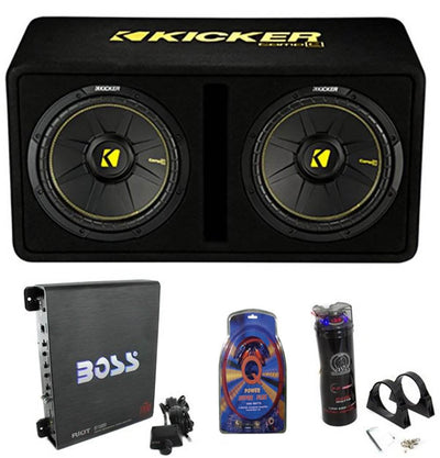 Kicker 12" Full Package - Subwoofer Enclosure, Amp, Capacitor, and Amp Kit