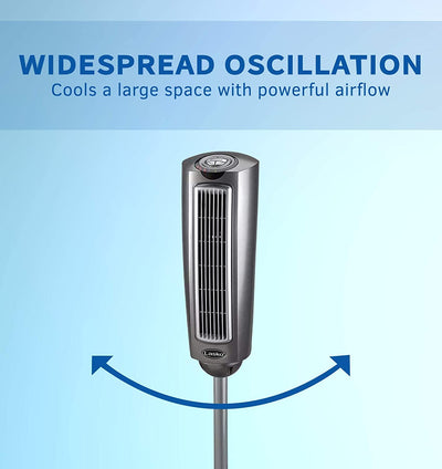 Lasko 52 Inch 3 Speed Quiet Oscillating Tower Pedestal Fan with Remote, Black