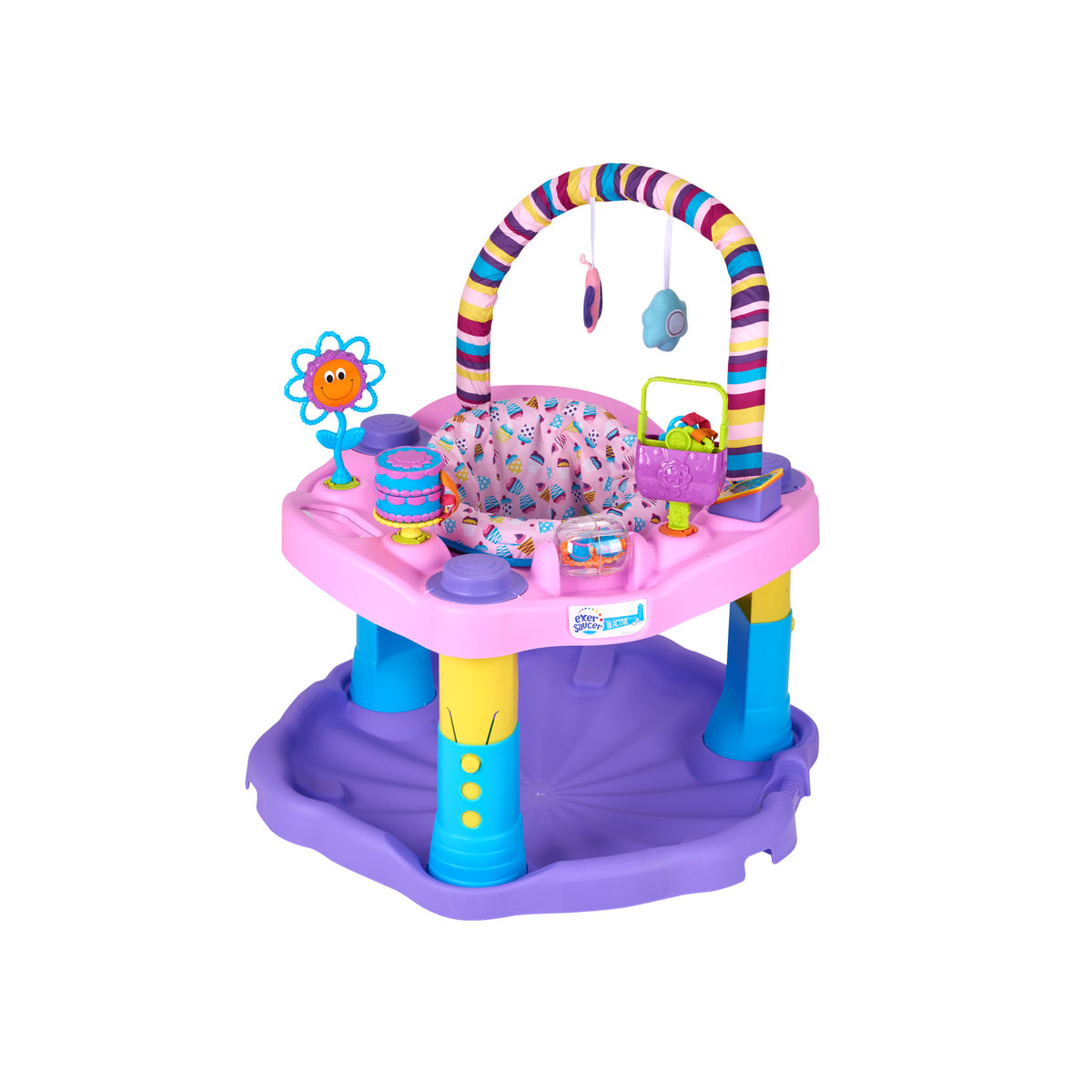 Evenflo ExerSaucer Sweet Tea Baby Bouncer Bouncing Activity Center, Pink (Used)