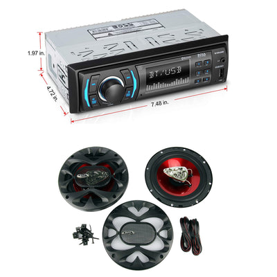 BOSS 616UAB Multimedia Car Stereo Receiver Bundle with Coaxial Stereo Speakers