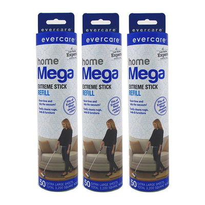 evercare Pet Mega Extreme Surface Coverage 50 Layer Lint Roller Refill, 3 Pack