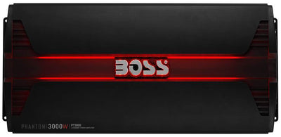 Boss Audio PT3000 3000W 2 Channel Car Audio Amplifier Power LED Amp+Remote