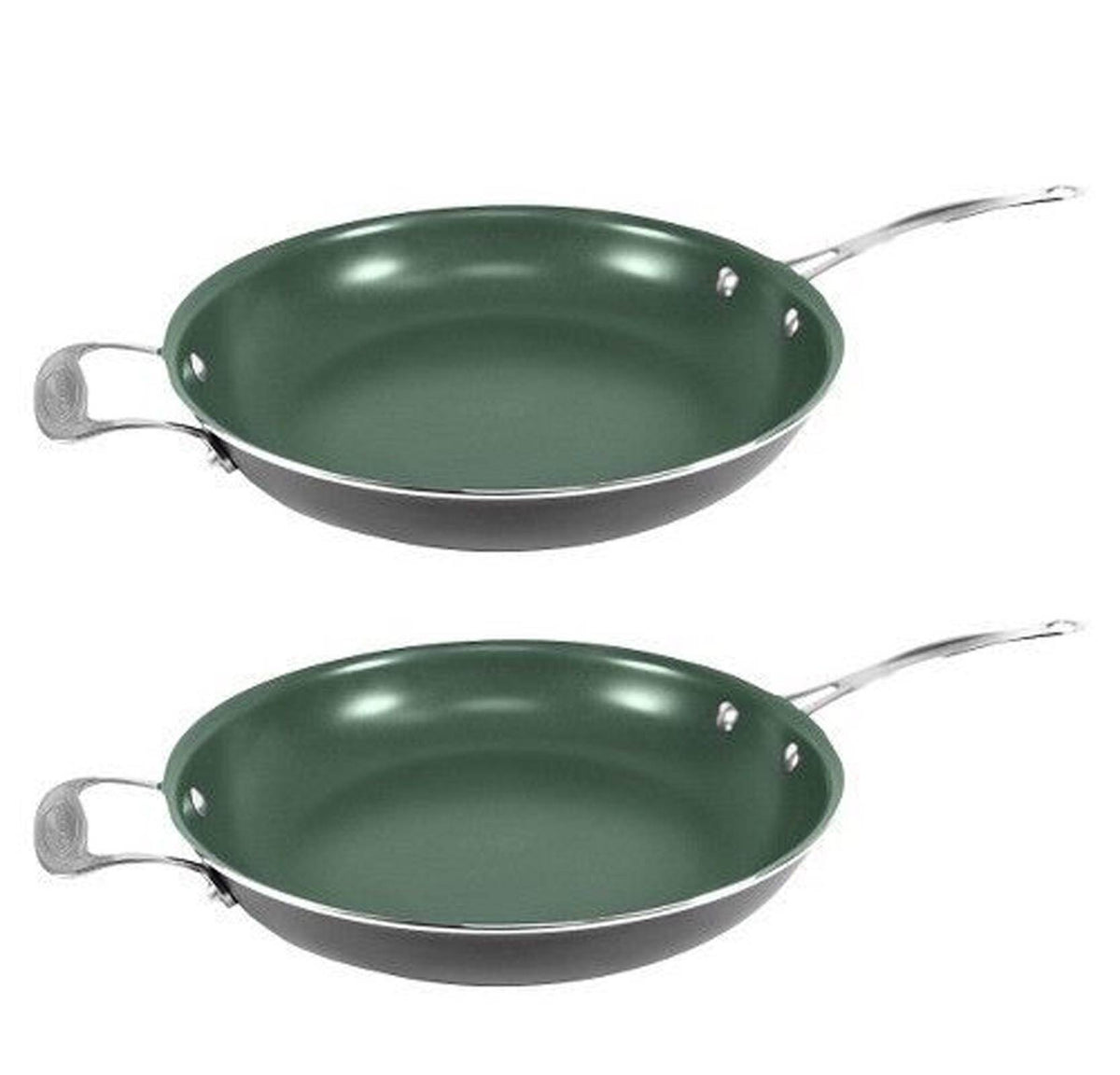 (2) Telebrands Orgreenic 12" Ceramic Non-Stick Kitchen Cookware Frying Pan Pots