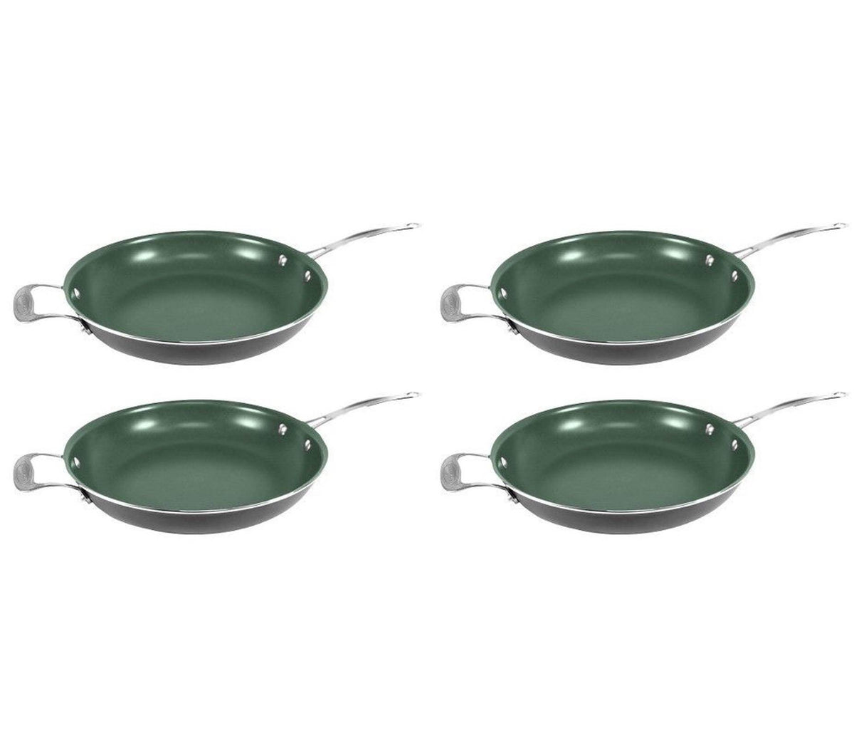 (4) Telebrands Orgreenic 12" Ceramic Non-Stick Kitchen Cookware Frying Pan Pots