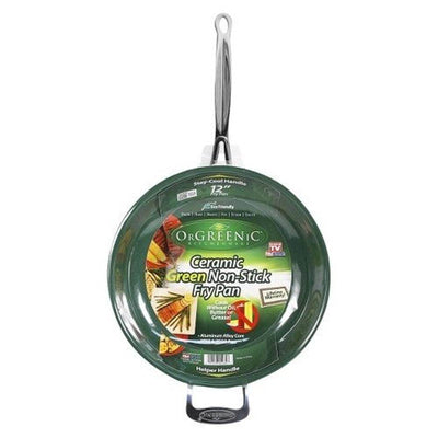 (4) Telebrands Orgreenic 12" Ceramic Non-Stick Kitchen Cookware Frying Pan Pots
