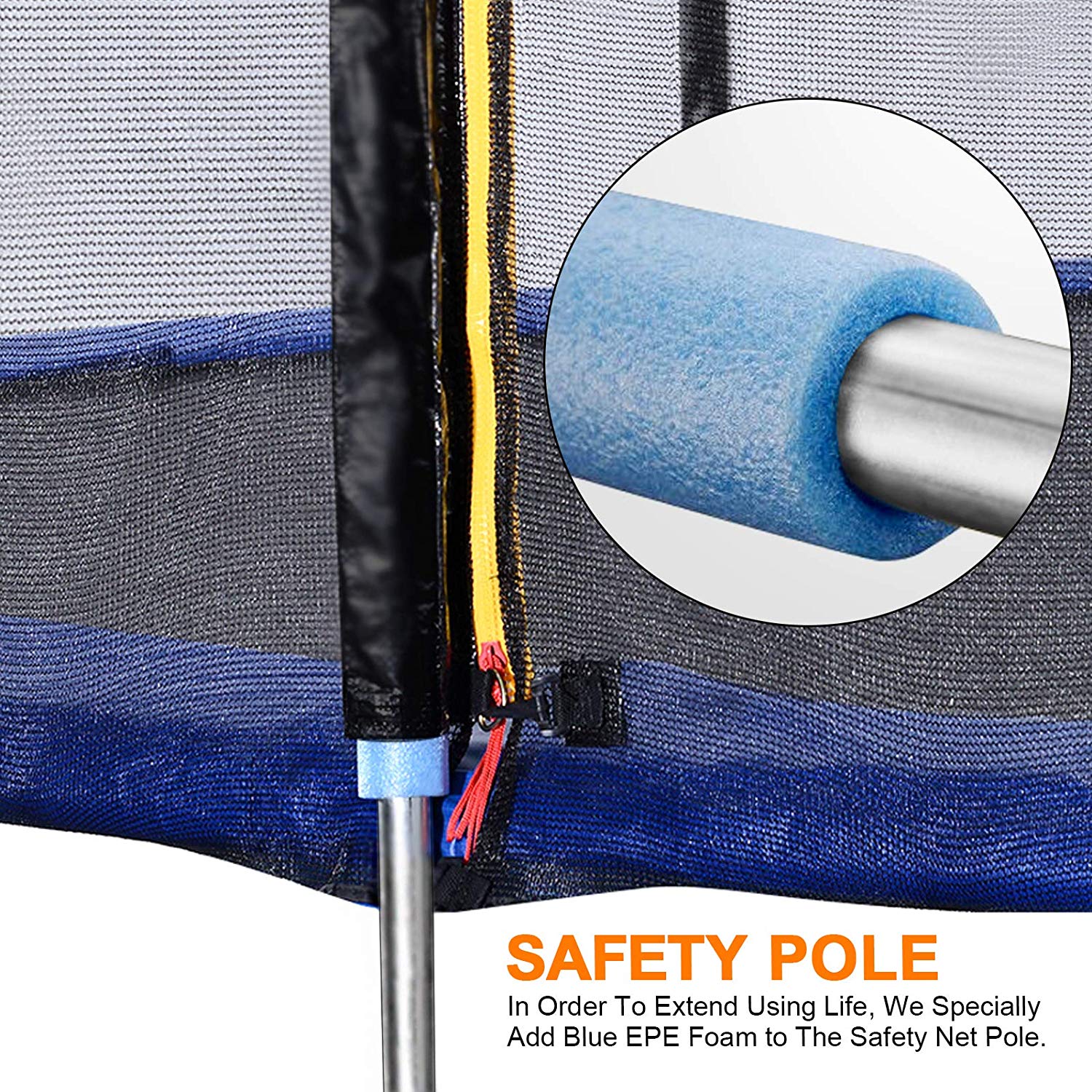 ExacMe 16 Foot Round Trampoline Replacement Enclosure Net with Poles T-Series