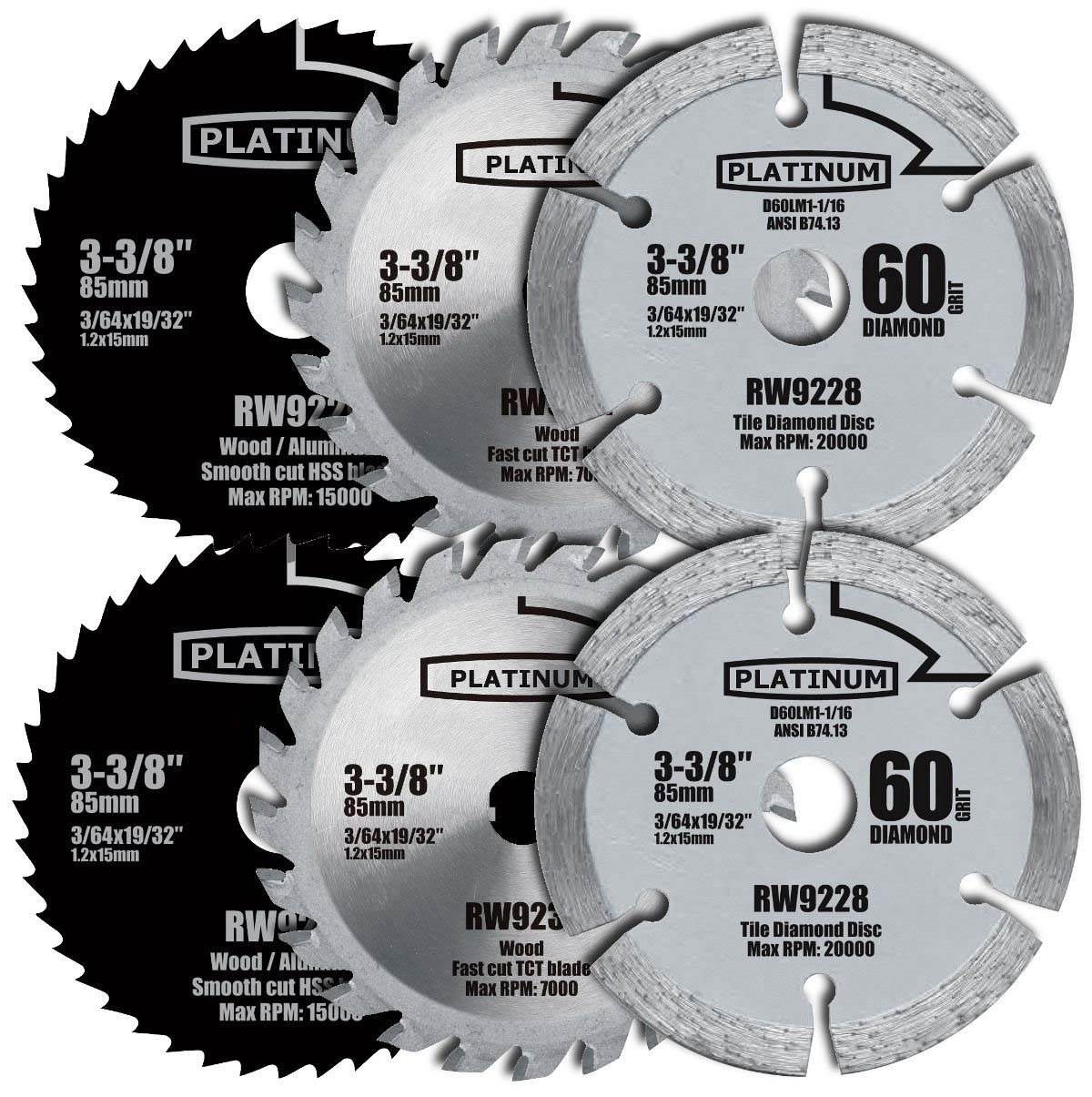 Rockwell RW9232K VersaCut 3 Piece 3-3/8 Inch Circular Saw Blade Set (2 Pack)
