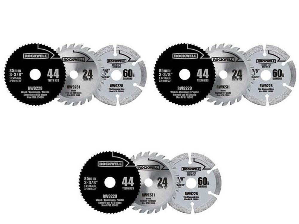 Rockwell RW9232K VersaCut 3 Piece 3-3/8 Inch Circular Saw Blade Set (3 Pack)